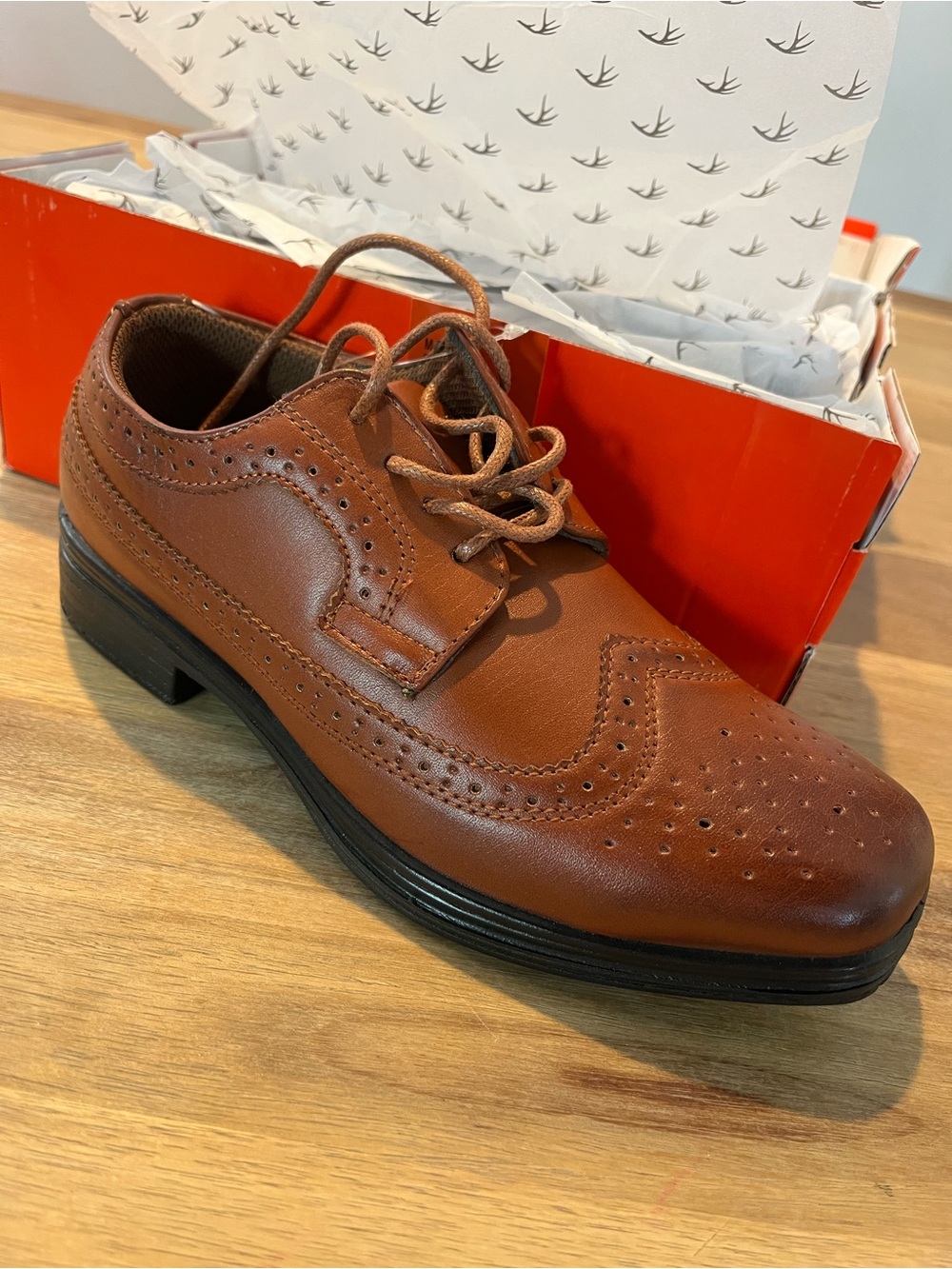 Deer Stags Boys Brown Wingtip Dress Shoes
